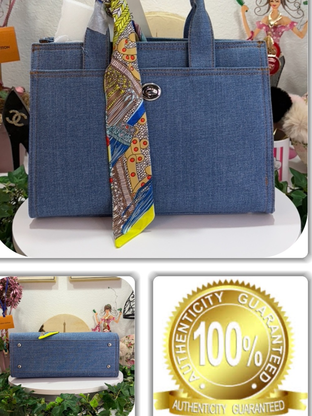 EXTRAVAGANT ISABELLE VEGAN DENIM 2-WAY TOTE!